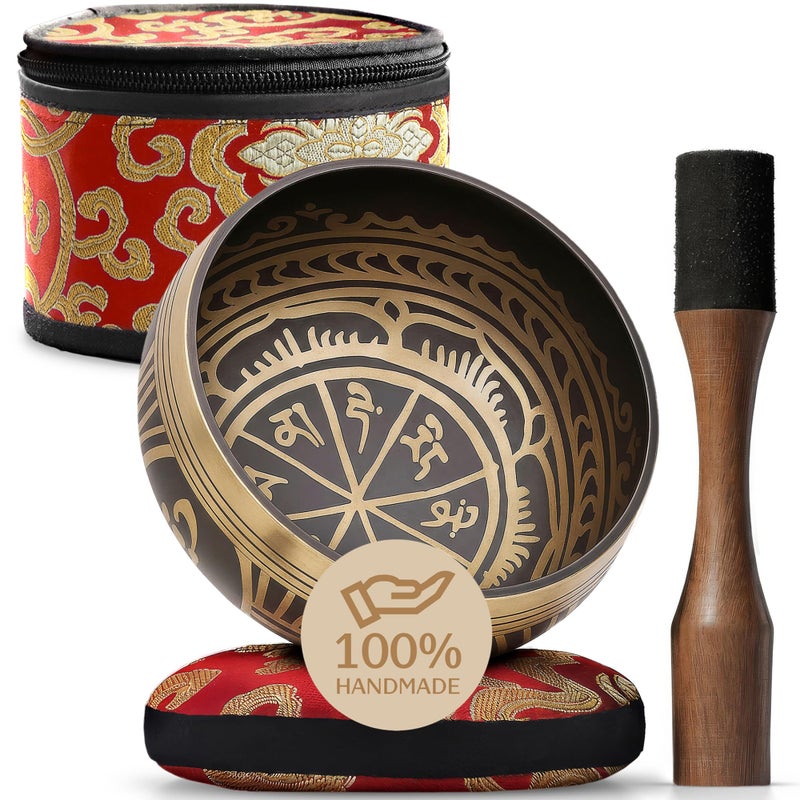 Silent Mind Tibetan Singing Bowl Set â€“ Authentic Plain Design â€“ Sound Bowl & Meditation Bowl with Cushion, Mallet & Guide â€“ Sound Healing Bowls â€“ Yoga Accessories for Relaxation â€“ Therapeutic Harmony - Image 1
